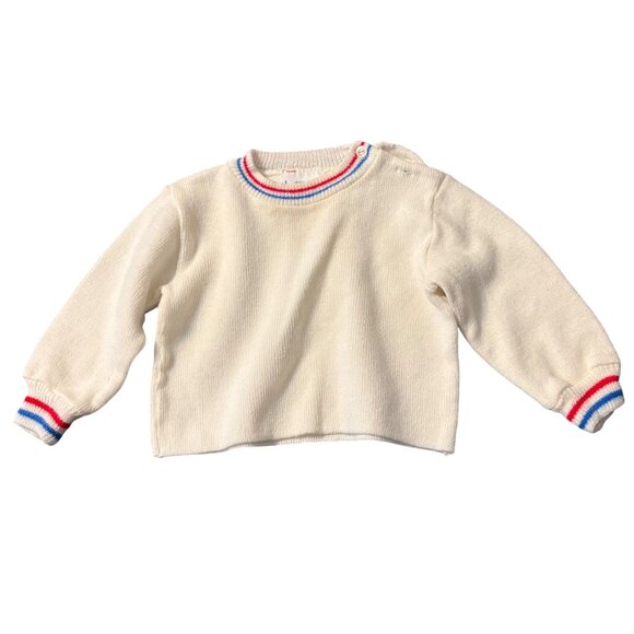 Vintage McKids Baby Sweater Size L 24 Months Acrylic Red & Blue Striped Details - Picture 1 of 3